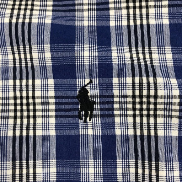 Ralph Lauren Golf Button Front Shirt Blake Large Blue White Plaid Short Sleeves - Picture 5 of 11